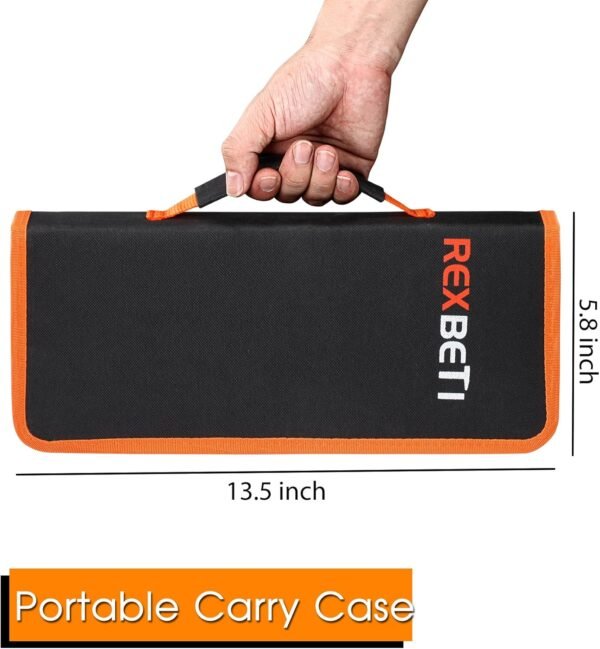 REXBETI 25Pcs Metal File Set, Premium Grade T12 Drop Forged Alloy Steel, Flat/Triangle/Half-round/Round Large File and 12pcs Needle Files with Carry Case, 6pcs Sandpaper, Brush, A Pair Working Gloves 6 71gSbqgyhIL. AC SL1500