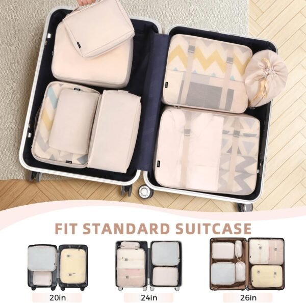 BAGAIL 8 Set Packing Cubes Luggage Packing Organizers for Travel Accessories-Cream 6 71gWo8wcWeL. AC SL1500