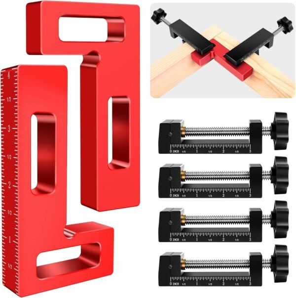 Corner Clamps for Woodworking - Durable & Versatile 90 Degree Right Angle Clamps, 2 Pack 2" x 4" Aluminum Positioning Squares with 4 C-Clamps for Cabinets, Frames, and Drawers 2 71hHDw8Gw4L. AC SL1500