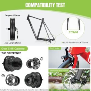 BAFANG 48V1000W Rear Hub Motor:Electric Bike Conversion Kit for 20"/26" Fat Tire Bikes, Ebike Kit with PAS Sensor, Optional Digital Display & Battery - Suit for for 175mm Dropout Size Snow/Beach Bike 14 BAFANG 48V1000W Rear Hub Motor:Electric Bike Conversion Kit for 20"/26" Fat Tire Bikes, Ebike Kit with PAS Sensor, Optional Digital Display & Battery - Suit for for 175mm Dropout Size Snow/Beach Bike - Image 4