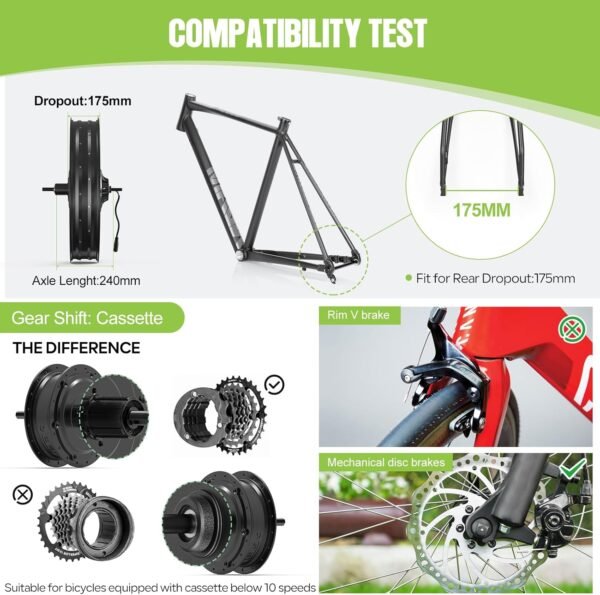 BAFANG 48V1000W Rear Hub Motor:Electric Bike Conversion Kit for 20"/26" Fat Tire Bikes, Ebike Kit with PAS Sensor, Optional Digital Display & Battery - Suit for for 175mm Dropout Size Snow/Beach Bike 4 71hhiEMWRUL. AC SL1500
