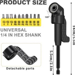 17Pcs Flexible Drill Bit Extension, Include 3Pcs Rotatable Socket Adapter 2Pcs Hex Shank 105° Right Angle Drill Attachment 10 Short Screwdriver Bits 90° Angled Bits and Bendable Extension 13 17Pcs Flexible Drill Bit Extension, Include 3Pcs Rotatable Socket Adapter 2Pcs Hex Shank 105° Right Angle Drill Attachment 10 Short Screwdriver Bits 90° Angled Bits and Bendable Extension - Image 3