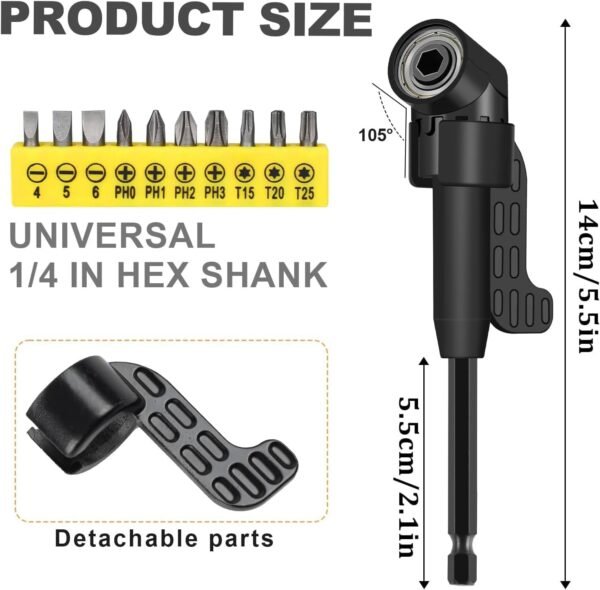 17Pcs Flexible Drill Bit Extension, Include 3Pcs Rotatable Socket Adapter 2Pcs Hex Shank 105° Right Angle Drill Attachment 10 Short Screwdriver Bits 90° Angled Bits and Bendable Extension 3 71jNLgAUPtL. AC SL1500