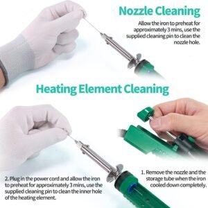 YIHUA 929D-V Electric Desoldering Soldering Iron Solder Sucker Desoldering Pump with Shorter Charging Handle and Desoldering Nozzles 1.0mm 1.2mm for Through-Hole Desoldering - Image 8