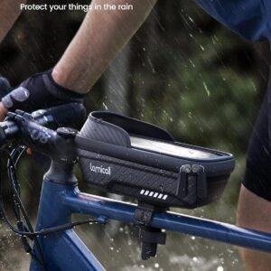 Lamicall Bike Frame Bag Waterproof, [1s Release] [2 in 1], Phone Holder Mount, Cycling Pouch with Rain Cover, Bike and Bicycle Top Tube Bag Accessories for Phones Under 7" - Image 3
