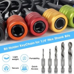 1/4 inch Hex Shank Bit Holders Keychain Quick-change Design for Nut Driver Screwdriver Drill Bit Gift for Men - Image 3