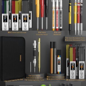 34 Pack Carpenter Pencil Set with Sharpener, Mechanical Carpenter Pencils with Deep Hole Long-Nib Marker Pens, Carbide Scribe Tool & Construction Pencils for Architect Woodworking with Case 18 34 Pack Carpenter Pencil Set with Sharpener, Mechanical Carpenter Pencils with Deep Hole Long-Nib Marker Pens, Carbide Scribe Tool & Construction Pencils for Architect Woodworking with Case - Image 9