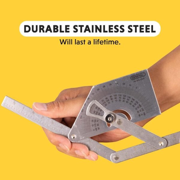 General Tools Protractor and Angle Finder #39, Stainless Steel, Outside, Inside, Sloped Angles, 0° to 180° 4 71mM TCTqNL. AC SL1500