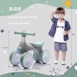 Baby Toddler Balance Bike with Bubble Machine for 1 Year Old Children,4 Wheels Kids Balance Bike w/Bubble Maker,Kids Ride on Toys w/Music,Headlight for Ages 12-36 Months Boys Girls (Light Green) 14 Baby Toddler Balance Bike with Bubble Machine for 1 Year Old Children,4 Wheels Kids Balance Bike w/Bubble Maker,Kids Ride on Toys w/Music,Headlight for Ages 12-36 Months Boys Girls (Light Green) - Image 7
