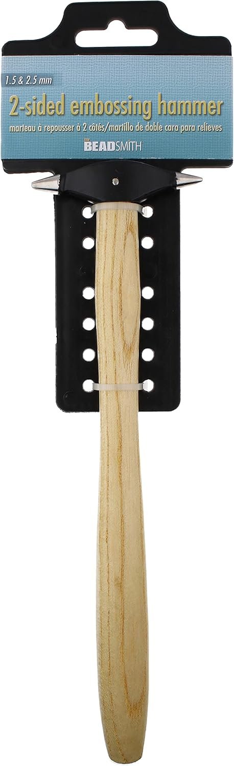 The Beadsmith Micro Embossing Hammer - 9 inches wooden handle, 65mm two-sided steel head with 1.5 & 2.5mm faces - Repousse Tool Used to Add Texture and Dimension to Metalwork 6 71nCDNmezHS. AC SL1500