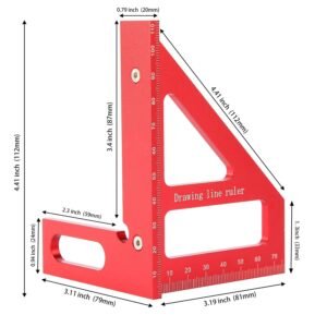 3D Multi-Angle Measuring Ruler, 45/90 Degree Aluminum Alloy Carpenter Square & Miter Triangle Ruler, High Precision Woodworking Protractor Tools for Engineers, Carpenters & Construction Professionals - Image 3