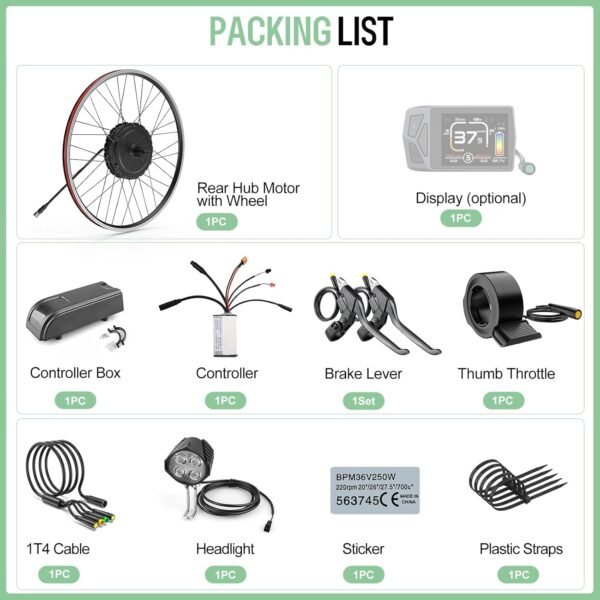 BAFANG 48V 500W/750W Rear Hub Motor Kit 20"/26"/27.5"/700C Rear Wheel Electric Bike Conversion kit Ebike Conversion Kit with Optional Battery&Display 10 71nlhoVBF L. AC SL1500
