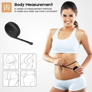 iBayam 2 Pack Tape Measure Measuring Tape for Body Fabric Sewing Tailor Cloth Knitting Vinyl Home Craft Measurements, 60-Inch Soft Fashion Pink & Retractable Black Double Scales Rulers for Body Weight - Image 7
