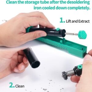 YIHUA 929D-V Electric Desoldering Soldering Iron Solder Sucker Desoldering Pump with Shorter Charging Handle and Desoldering Nozzles 1.0mm 1.2mm for Through-Hole Desoldering - Image 5
