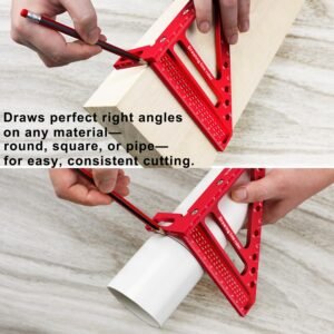 Large Carpenter Square 6.5''x5.79''Protractor Ruler with 3D Multi-Angle Measuring and Scribing Features with Anti-Lost Pin for Accurate Woodworking & Construction - Image 6