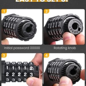 Bike Lock Cable with Combination,High Security 5-Digit Resettable Combination Bicycle Lock Anti-Theft, with Mounting Bracket for Bikes and Scooters 12 Bike Lock Cable with Combination,High Security 5-Digit Resettable Combination Bicycle Lock Anti-Theft, with Mounting Bracket for Bikes and Scooters - Image 6