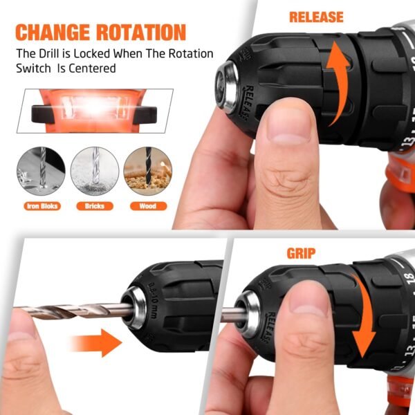 255-Piece Tool Set - Tool Kit with 12V Cordless Drill Driver, Toolbox Storage Case with Drawer, General Household Drill Set for DIY Projects, Home Repairs, Handyman 7 71ozBqDnouL. AC SL1500