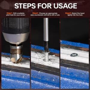 Countersink Drill Bit Set, M2 Cobalt HSS Countersink Drill Bits 6 Pieces 1/4 Inch Quick Change Hex Shank for Metal, Wood, Stainless Steel, Carbon Steel 14 Countersink Drill Bit Set, M2 Cobalt HSS Countersink Drill Bits 6 Pieces 1/4 Inch Quick Change Hex Shank for Metal, Wood, Stainless Steel, Carbon Steel - Image 5