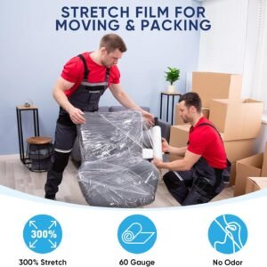 TICONN Stretch Wrap Stretch Film Roll, 1000ft Industrial Strength 15 inch Wide Clear Plastic Wrap with Handles for Pallet Wrapping Shipping Moving - Image 6