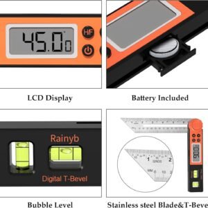 Digital Angle Finder Protractor 0-360 Degree T-Bevel Gauge & Protractor with Horizontal Vertical Bubble & Full LCD Display for Woodworking, Metalworking, Construction 12 Digital Angle Finder Protractor 0-360 Degree T-Bevel Gauge & Protractor with Horizontal Vertical Bubble & Full LCD Display for Woodworking, Metalworking, Construction - Image 4