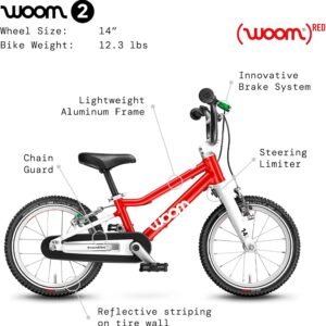 woom 2 Children’s Bicycle for Kids 3-4.5 Years Old, 14-Inch Wheels, Lightweight Bike with Handbrake & Chain Guard, Boys & Girls - Red 14 woom 2 Children’s Bicycle for Kids 3-4.5 Years Old, 14-Inch Wheels, Lightweight Bike with Handbrake & Chain Guard, Boys & Girls - Red - Image 4
