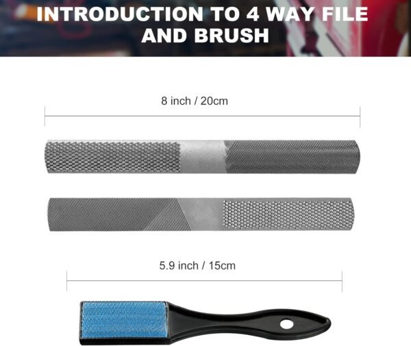 19PCS Metal & Rasp File Set with Tool Bag, Includes Flat/Half-Round/Round/Triangle steel file, Half-Round wood file, 4 Way File and 12pcs Needle Files, Work for Metal, Wood and more 5 71rB5Ba542L. AC SL1500