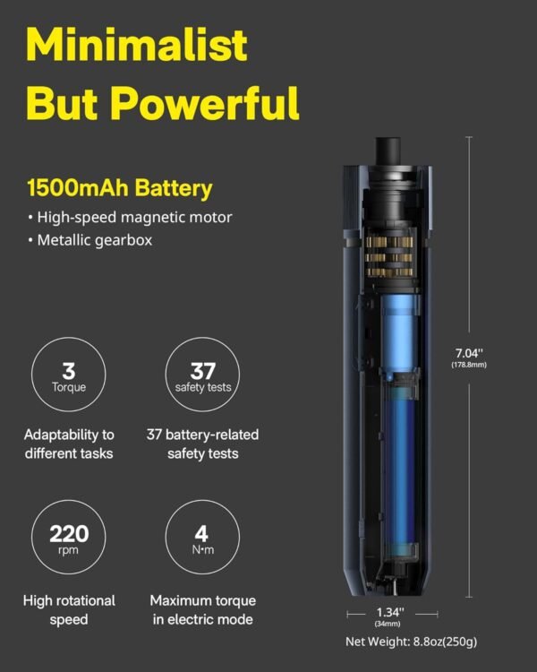 HOTO Electric Screwdriver Kit, 25-Piece Upgraded Bit Set, 3.6V Cordless Screwdriver Rechargeable, Magnetic Case Lid, 3 Torque Settings, 1500mAh Battery, LED Light for Furniture/Electrical Repairs 6 71rTMEChi8L. AC SL1500