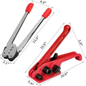Packaging Strapping Kit - Pallet Poly Tensioner Tool Sealer, Banding Tool, 4000" Length x 1/2" Wide PP Belt, 100 Metal Seals for Packing and Shipping - Image 3
