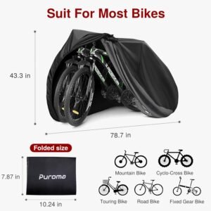 Puroma Bike Cover for 1 bike, Outdoor Waterproof Bicycle Covers Rain Sun UV Dust Wind Proof with Lock Hole for Mountain Road Electric Bike (Basic Black) - Image 7
