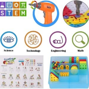 STEM Drill & Build Kit for Kids Ages 3-8 | Electric Toy Drill with 193+ Pieces (Screws, Nuts, Rainbow Fasteners) | Creative Design Construction Toys for Boys Girls | Gift for Birthdays, Christmas - Image 7