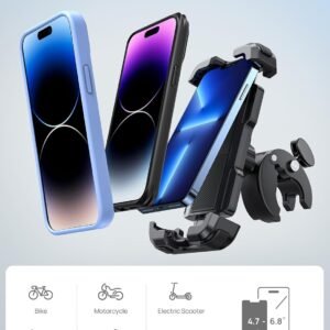 Lamicall Motorcycle Phone Mount, Bike Phone Holder - [Metal Lock] Upgrade Quick Install Handlebar Clip for Bicycle Scooter, Cell Phone Clamp for iPhone 17 16 15 Pro Max, Galaxy, 4.7-6.8" Phones - Image 7