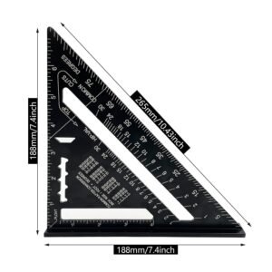 7 inch Rafter Square Aluminum Alloy Double Scale Triangle Ruler Angle Ruler Carpenter Triangle Square Rafter Tool Mensurement Tool for Woodworking and Carpentry - Image 3