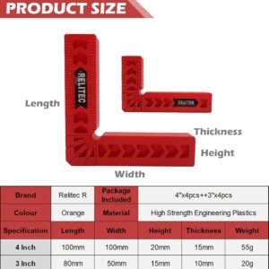 90 Degree Corner Clamp Clamping Squares Woodworking Tools Positioning Squares Right Angle Clamp Wood Clamps for Gluing Cabinets Picture Frames or Drawers Set of 8(3" 4") 10 90 Degree Corner Clamp Clamping Squares Woodworking Tools Positioning Squares Right Angle Clamp Wood Clamps for Gluing Cabinets Picture Frames or Drawers Set of 8(3" 4") - Image 4