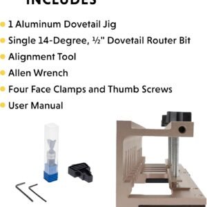 General Tools Woodworking Dovetail Jig - 12" Template Kit for Furniture & Wood Cabinet Making,Gold - Image 4