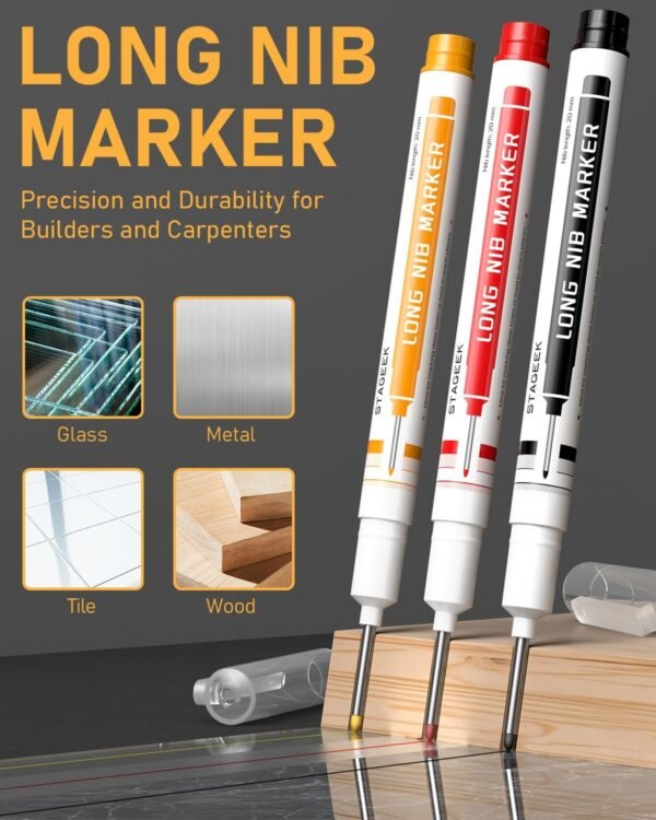 34 Pack Carpenter Pencil Set with Sharpener, Mechanical Carpenter Pencils with Deep Hole Long-Nib Marker Pens, Carbide Scribe Tool & Construction Pencils for Architect Woodworking with Case 3 71uFYS4gLXL. AC SL1500