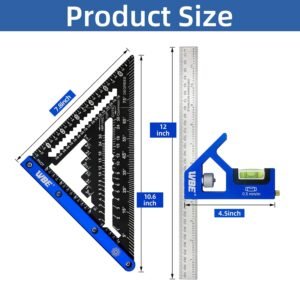 7inch Rafter Square and 12inch Combination Square Set -CNC-Machined Aluminum Alloy,Heavy Duty Carpenter Square for Woodworking and Home DIY 12 7inch Rafter Square and 12inch Combination Square Set -CNC-Machined Aluminum Alloy,Heavy Duty Carpenter Square for Woodworking and Home DIY - Image 4
