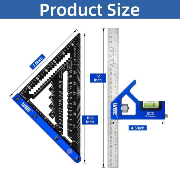 7inch Rafter Square and 12inch Combination Square Set -CNC-Machined Aluminum Alloy,Heavy Duty Carpenter Square for Woodworking and Home DIY 4 71uI3pxa 9L. SL1500
