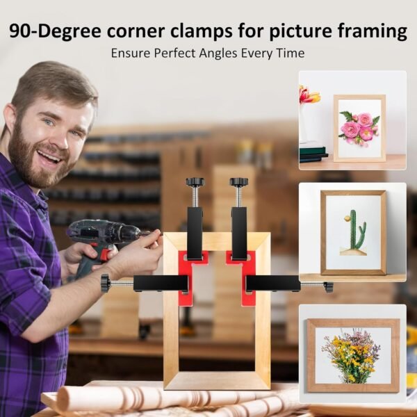 Corner Clamps for Woodworking - Durable & Versatile 90 Degree Right Angle Clamps, 2 Pack 2" x 4" Aluminum Positioning Squares with 4 C-Clamps for Cabinets, Frames, and Drawers 8 71uM4ZT4DEL. AC SL1500