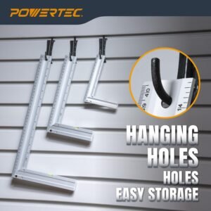 POWERTEC L Square 3pc, Try Square, 90 Degree Measuring Tools w/Bubble Levels, Machinist Square for Router Fence, Table Saw Blade, Woodworking, Carpentry Work, Frame Work (80005) - Image 6