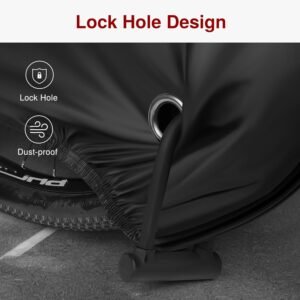 Puroma Bike Cover for 1 bike, Outdoor Waterproof Bicycle Covers Rain Sun UV Dust Wind Proof with Lock Hole for Mountain Road Electric Bike (Basic Black) - Image 5