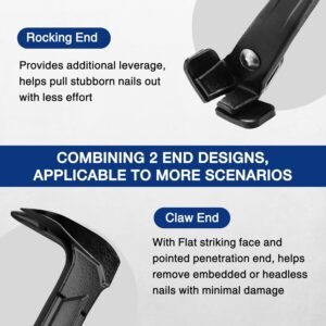 WORKPRO 13" Nail Puller, Cats Paw Pry Bar, Nail Remover Tool with Cats Paw and Rocking Nail Puller, Crowbar for Home Remodeling, Professional Carpentry, Woodworking Projects - Image 4