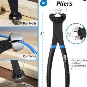SHALL 4-Piece Pry Bar Set, 12-Inch Cats Paw Nail Puller, 10-Inch & 7.5-Inch Flat Claw Pry Bars, 8-Inch End Cutting Pliers, Utility Wonder Crowbar, Nail Remover Tool for Baseboard, Floor, Nails Removal 14 SHALL 4-Piece Pry Bar Set, 12-Inch Cats Paw Nail Puller, 10-Inch & 7.5-Inch Flat Claw Pry Bars, 8-Inch End Cutting Pliers, Utility Wonder Crowbar, Nail Remover Tool for Baseboard, Floor, Nails Removal - Image 6