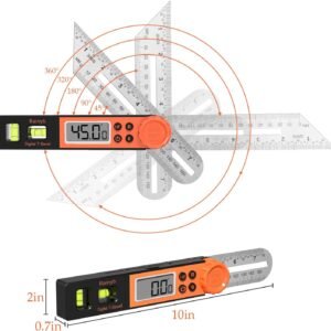 Digital Angle Finder Protractor 0-360 Degree T-Bevel Gauge & Protractor with Horizontal Vertical Bubble & Full LCD Display for Woodworking, Metalworking, Construction 13 Digital Angle Finder Protractor 0-360 Degree T-Bevel Gauge & Protractor with Horizontal Vertical Bubble & Full LCD Display for Woodworking, Metalworking, Construction - Image 5