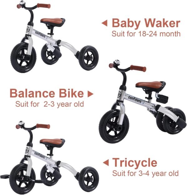 YGJT 3 in 1 Tricycle for Toddlers Age 2-5 Years Old, Folding Kids Balance Bike with Adjustable Seat and Removable Pedal, Toddler Bike Ride-on Toys for Infant, Gifts for Baby Boys Girls Birthday 5 71waJmz2SuL. AC SL1500