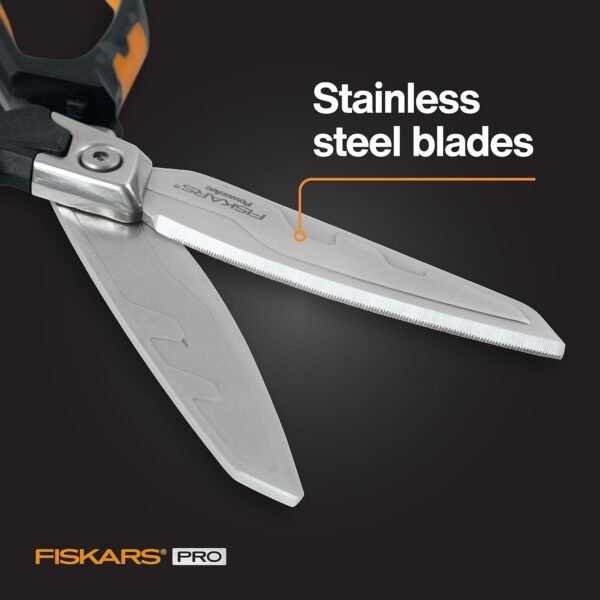 Fiskars Pro PowerArc Shop Shears, Heavy Duty Stainless Steel Scissor, Industrial Grade Tool for Building and Construction, 10 in, Orange/Black 6 71wxwEV5 pL. AC SL1500