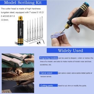 Model Kit with Scribing Tools, Pin Vise Hand Drill Set, Tweezers, Brushes for Modelling Gundam Models, Metal Kits, Car and Aircraft Kits for Sscribing, Engraving, Panel lines, Resin,Detailing - Image 4