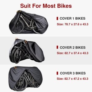 Puroma Bike Cover for 1 bike, Outdoor Waterproof Bicycle Covers Rain Sun UV Dust Wind Proof with Lock Hole for Mountain Road Electric Bike (Basic Black) - Image 3
