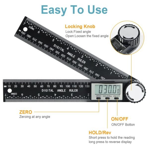 Third Generation Protractor Angle Finder, Digital Angle Ruler with 7inch/200mm, Angle Gauge for Woodworking/Carpenter/Construction Tools(2 Batteries Included) (Enhanced ABS) 3 71xhLMdCMPL. SL1500