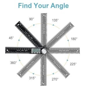 Third Generation Protractor Angle Finder, Digital Angle Ruler with 7inch/200mm, Angle Gauge for Woodworking/Carpenter/Construction Tools(2 Batteries Included) (Enhanced ABS) 12 Third Generation Protractor Angle Finder, Digital Angle Ruler with 7inch/200mm, Angle Gauge for Woodworking/Carpenter/Construction Tools(2 Batteries Included) (Enhanced ABS) - Image 4