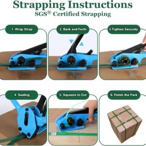 Banding Strapping Kit, Pallet Strapping Kit, Packaging Banding Tool with 5/8" Width, 1000' Length Polyester Strapping Coil Roll and Dispenser Box – Heavy Duty Certified 1200 lbs Break - Image 5